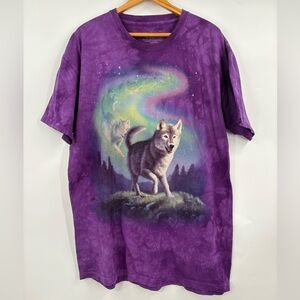 The Mountain Men’s Purple tie-dye Wolf T-shirt XL Jess Fantasy 2012 Made In USA